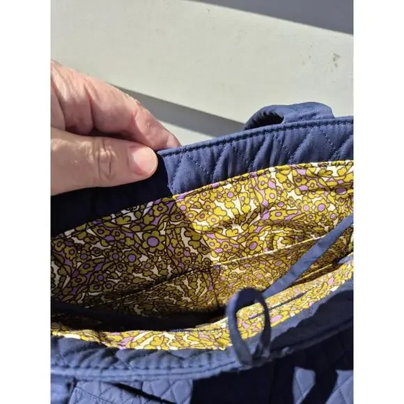 Vera Bradley Premium Cotton Small Original Tote Handbag, Peacoat, One Size, - Picture 7 of 7